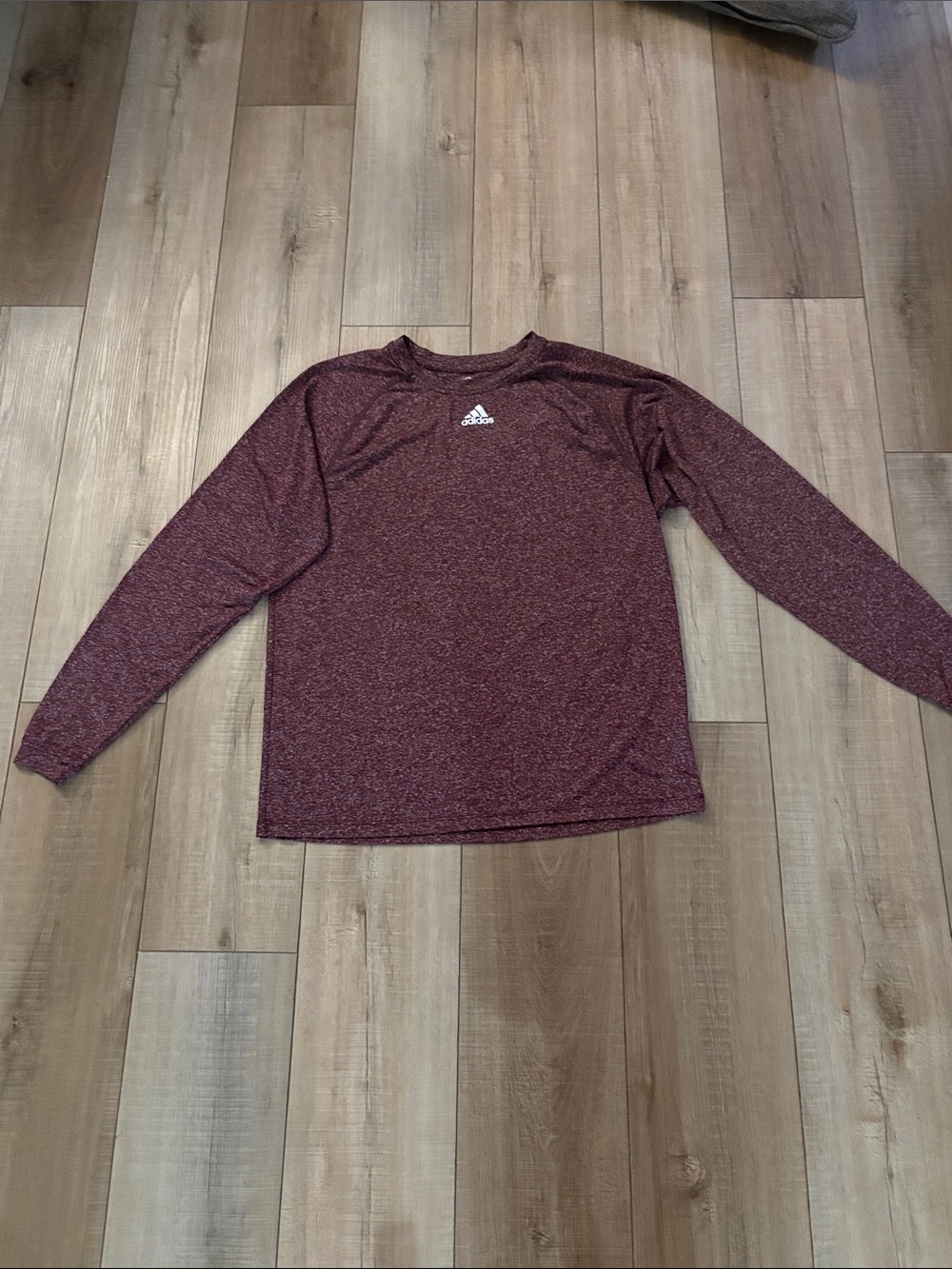 adidas Maroon Heather Long Sleeve Crew